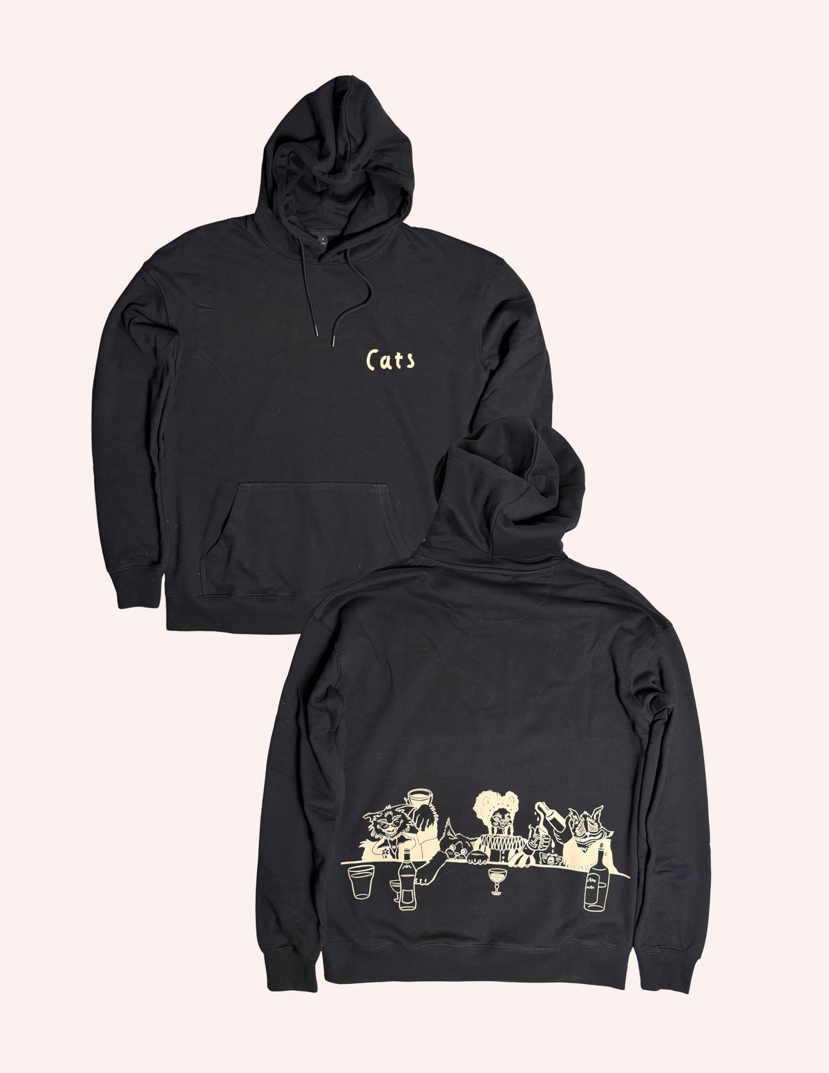 Cats Kitty Banquet Organic Cotton Hoody (black)