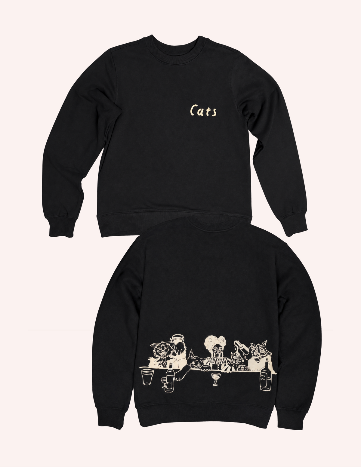 Cats Kitty Banquet Organic Cotton Sweater (black)