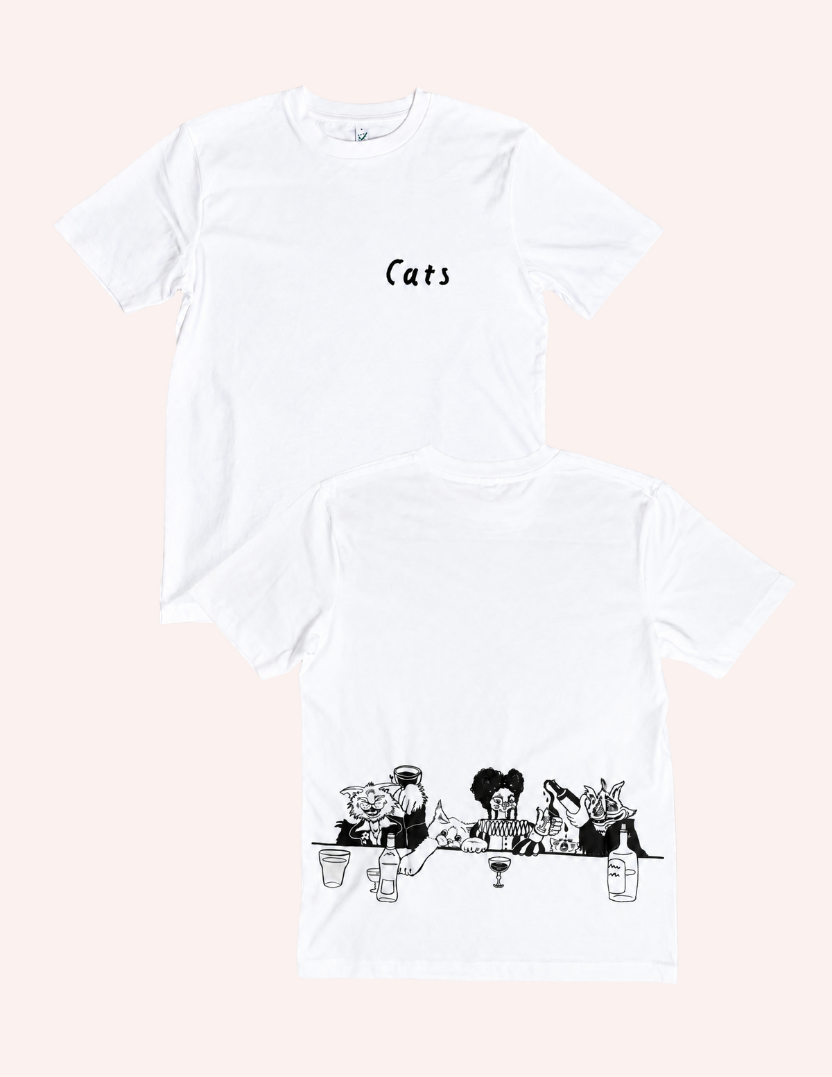 Cats Kitty Banquet Organic Cotton Tee (white)