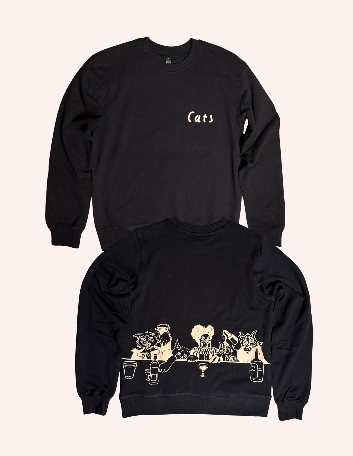 Cats Kitty Banquet Women's Organic Cotton Sweater (black)