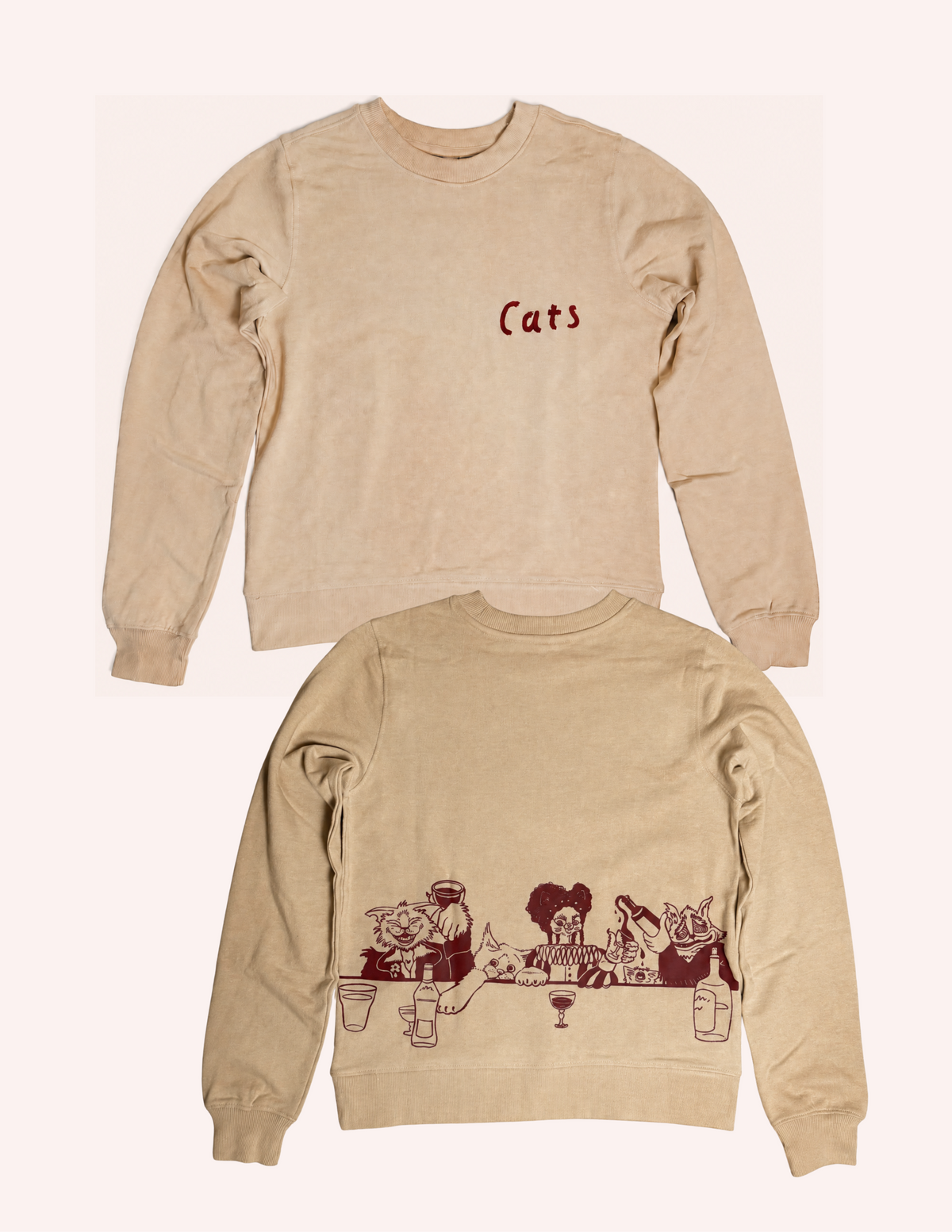 Cats Kitty Banquet Women's Organic Cotton Sweater (fawn)