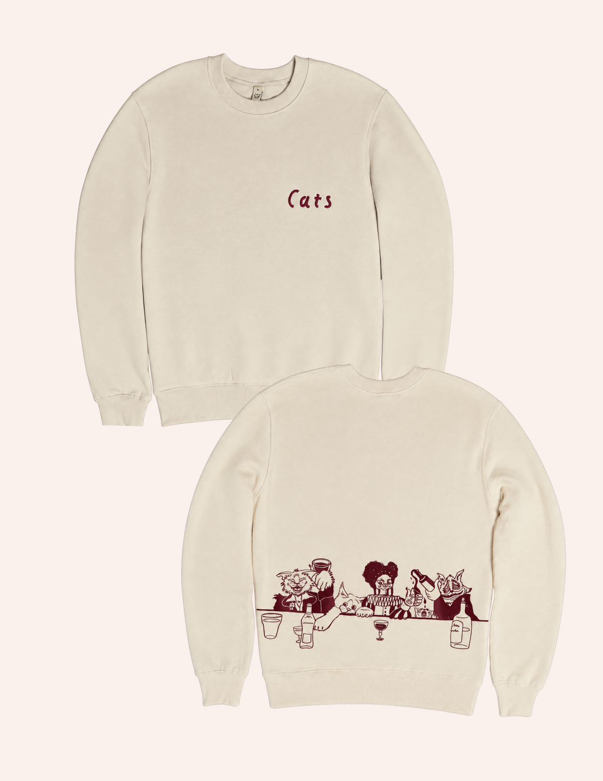 Cats Kitty Banquet Organic Cotton Sweater (bone)